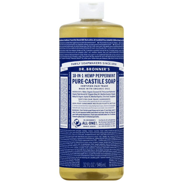 Dr. Bronner's Organic Pure Castile Liquid Soap Peppermint 32 fl oz Liquid Soap Pasteur Pharmacy