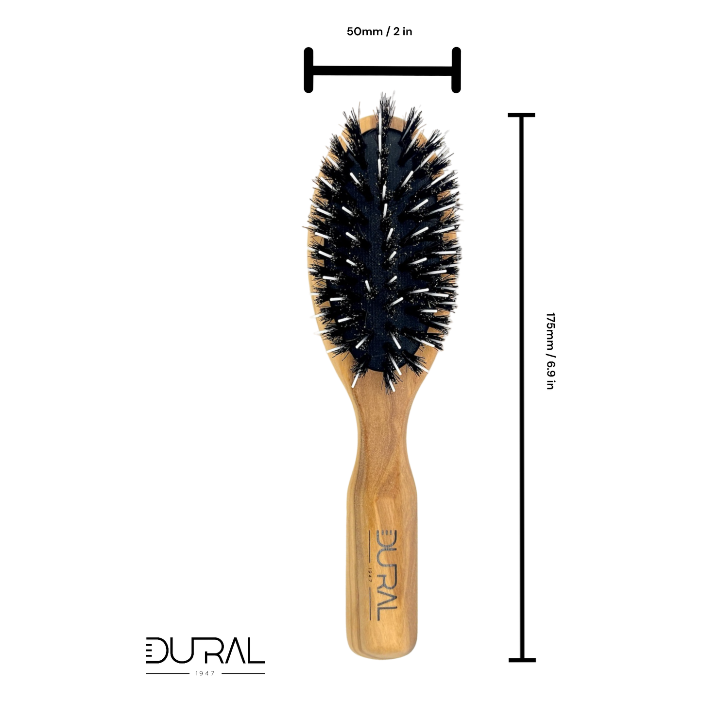 Dural Olive wood rubber cushion hair brush with boar bristles and nylon Hair Brush Pasteur Pharmacy