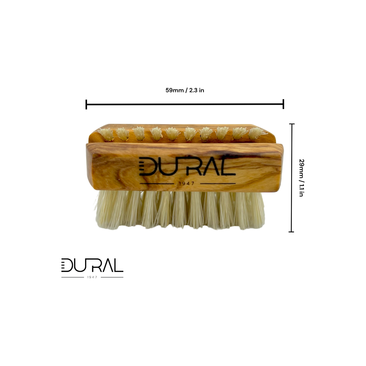 Dural Olive wood travel size nail brush with light natural bristles Nail Brush Pasteur Pharmacy