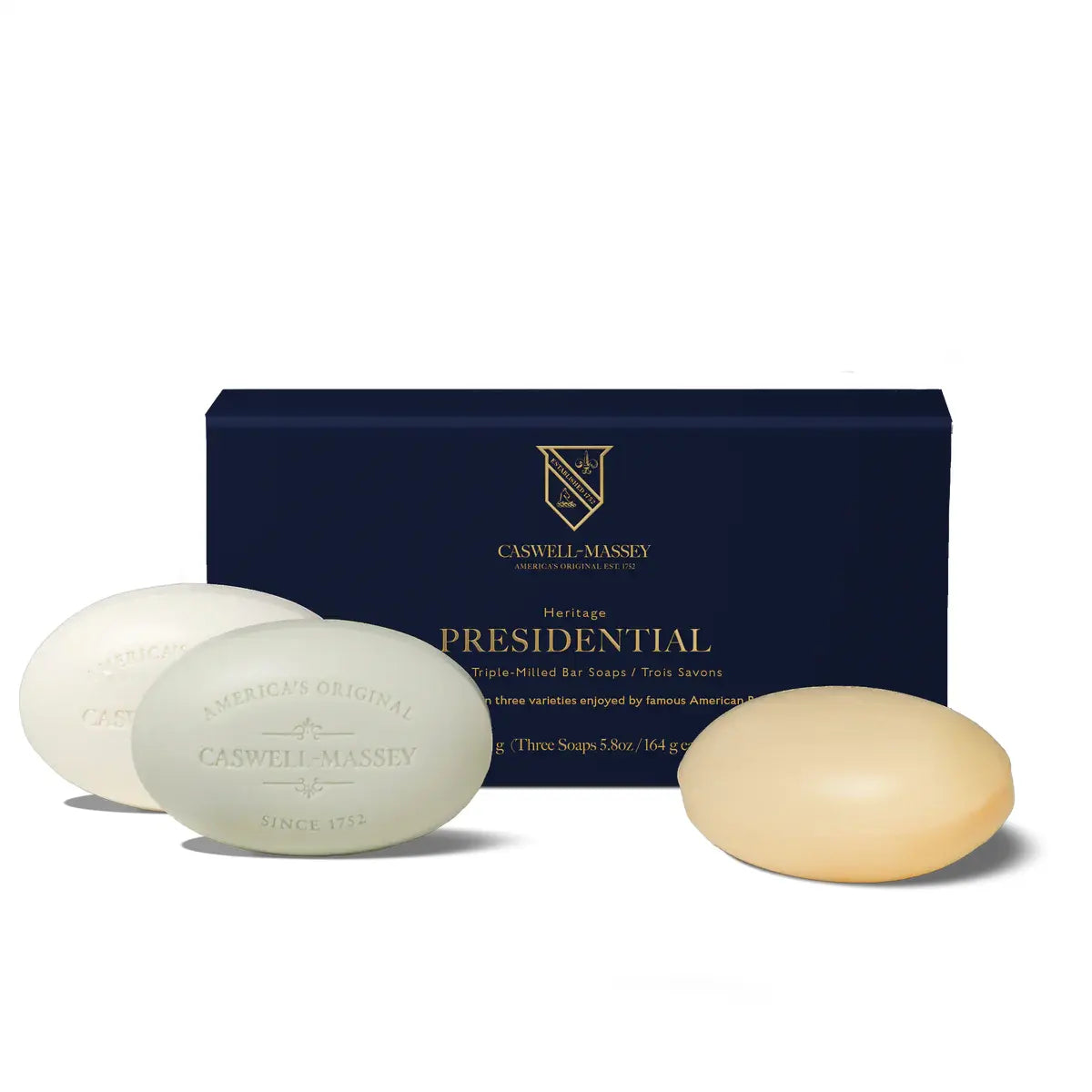 Caswell-Massey Bath Soap Box of Three 5.8 oz Each Bar Collection Bar Soap Pasteur Pharmacy Presidential