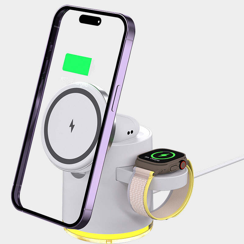 CLINGOMATIC Charging Station 3 In 1 Wireless Charger Stand With Halo Light