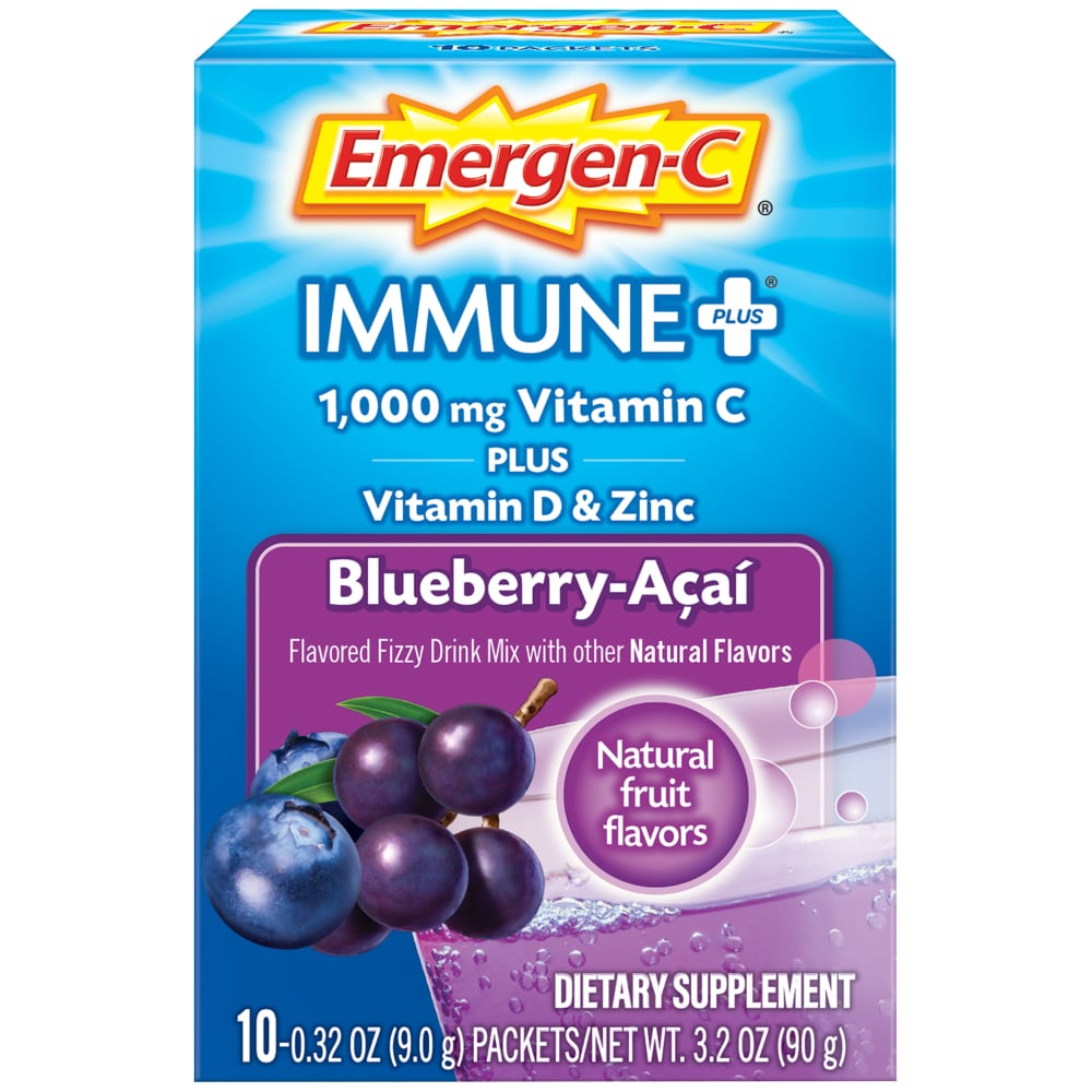 Emergen-C Flavored Fizzy Drink Mix, Immune Plus, Blueberry Acai