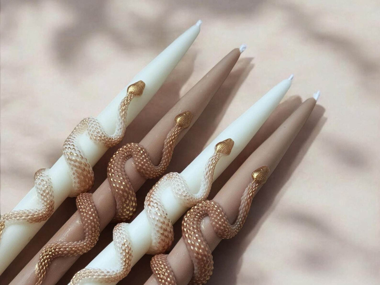 Gold Snake Taper Candles (Set of 2): Gothic Dark Academia Decor Christmas Decoration Fragrant Nest