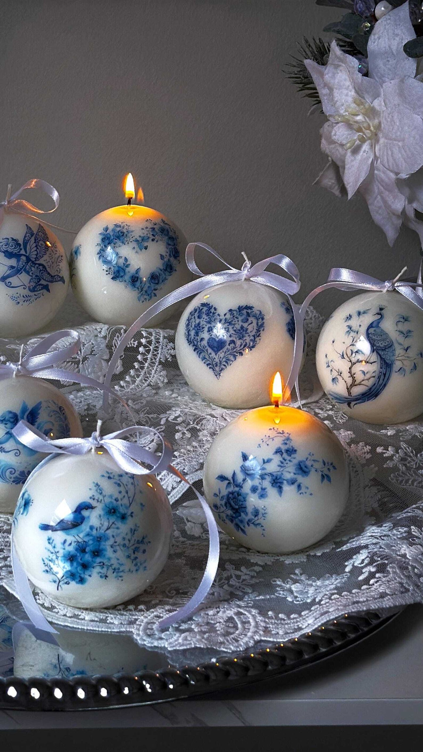 Toile Candle 1pc: Spherical Soy Beeswax Candle, Unique Home Decor Christmas Decoration Fragrant Nest