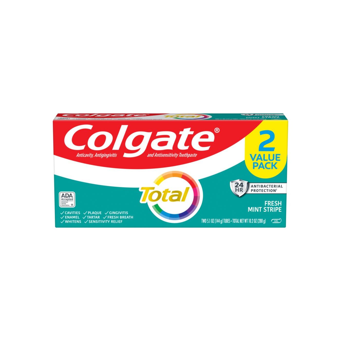 Colgate Toothpaste, Fresh Mint Stripe, 2 Value Pack, Gel Toothpaste Pasteur Pharmacy