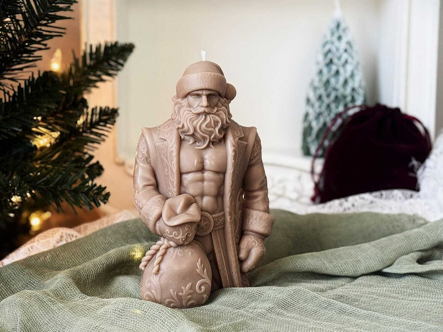 Funny Santa Candle | Muscular Santa Christmas Gift | Unique Holiday Decor for Him or Her | Funny Xmas Candle | Secret Santa Gift Christmas Decoration Fragrant Nest