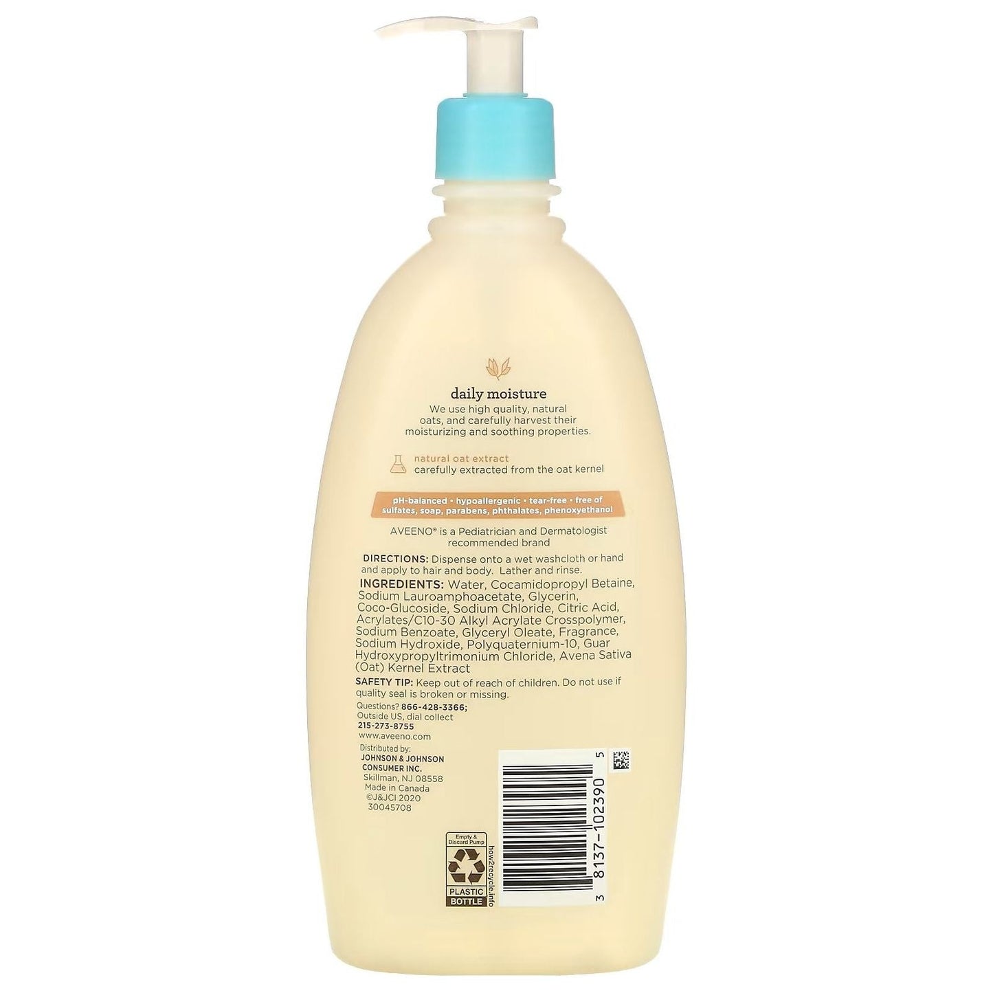 Aveeno Baby Daily Moisture Body Wash & Shampoo Oat Extract 8 Fl. Oz Baby Body Wash & Shampoo Pasteur Pharmacy
