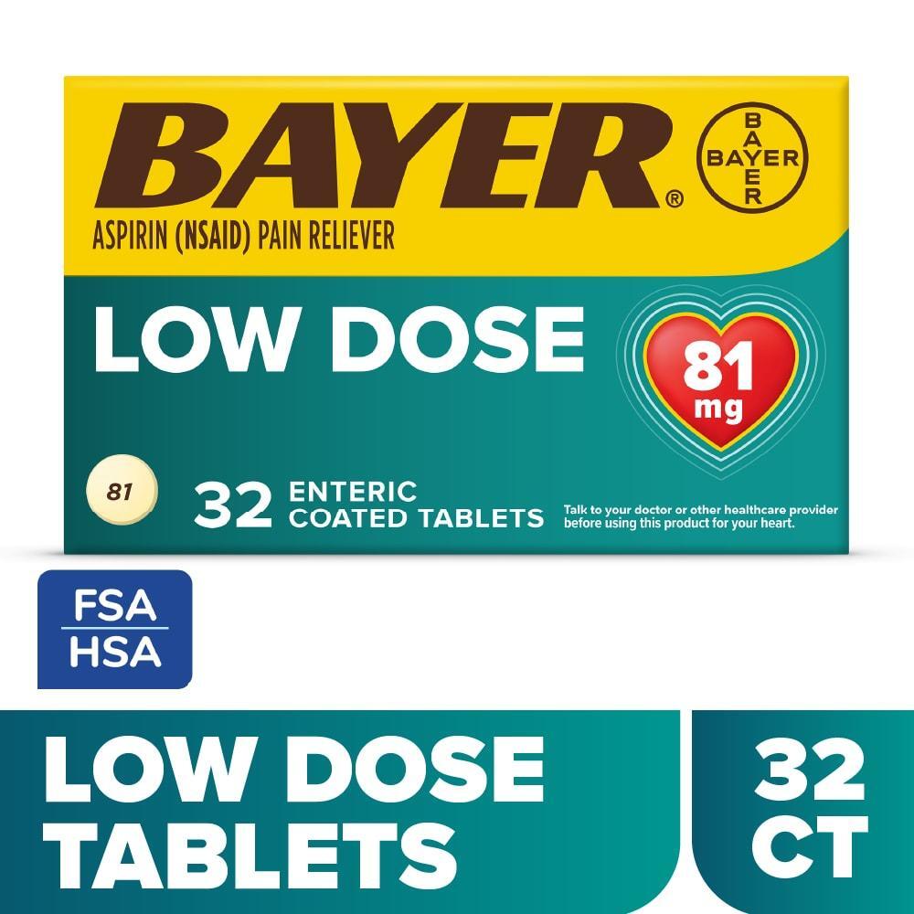 Bayer Aspirin 81mg Safety Coated Tablets – Low Dose Pain Reliever, 32 ct Medicine & Drugs Pasteur Pharmacy