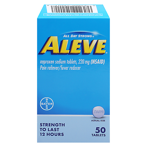 Aleve Pain Reliever & Fever Reducer, 220mg Naproxen Sodium, 50 Count Tablets Personal Care Pasteur Pharmacy