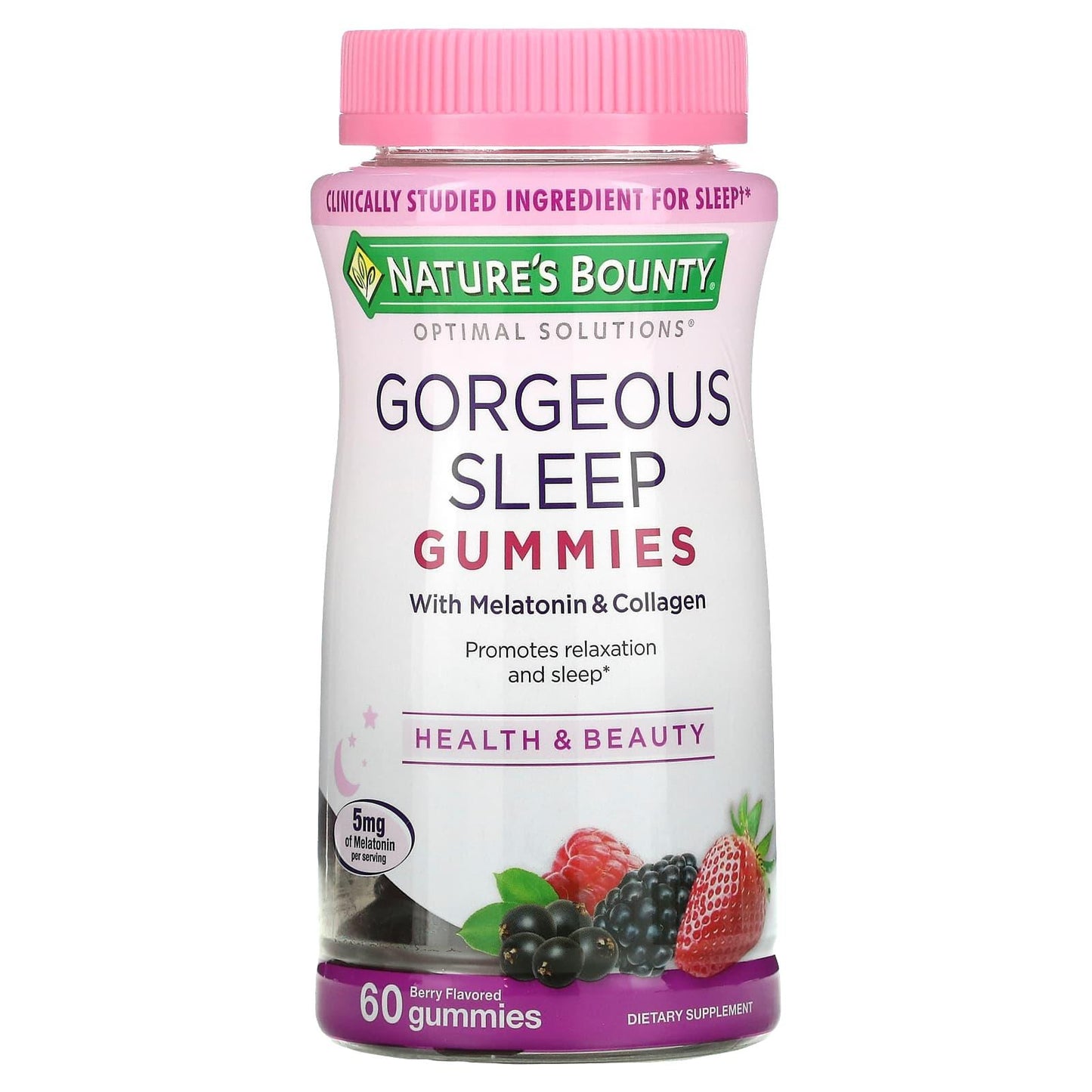 Nature's Bounty Optimal Solutions Gorgeous Sleep Gummies, Melatonin & Collagen, Mixed Berry, 60 Ct Vitamins & Supplements Pasteur Pharmacy