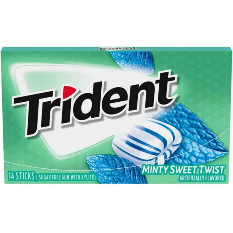 Chicle sin azúcar Trident Minty Sweet Twist, paquete de 14 piezas