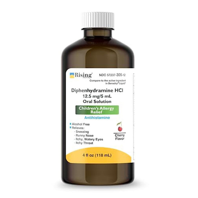 Diphenhydramine Hcl 12.5 Mg, Kids Allergy Syrup, 4 Oz Medicine Cabinets Pasteur Pharmacy