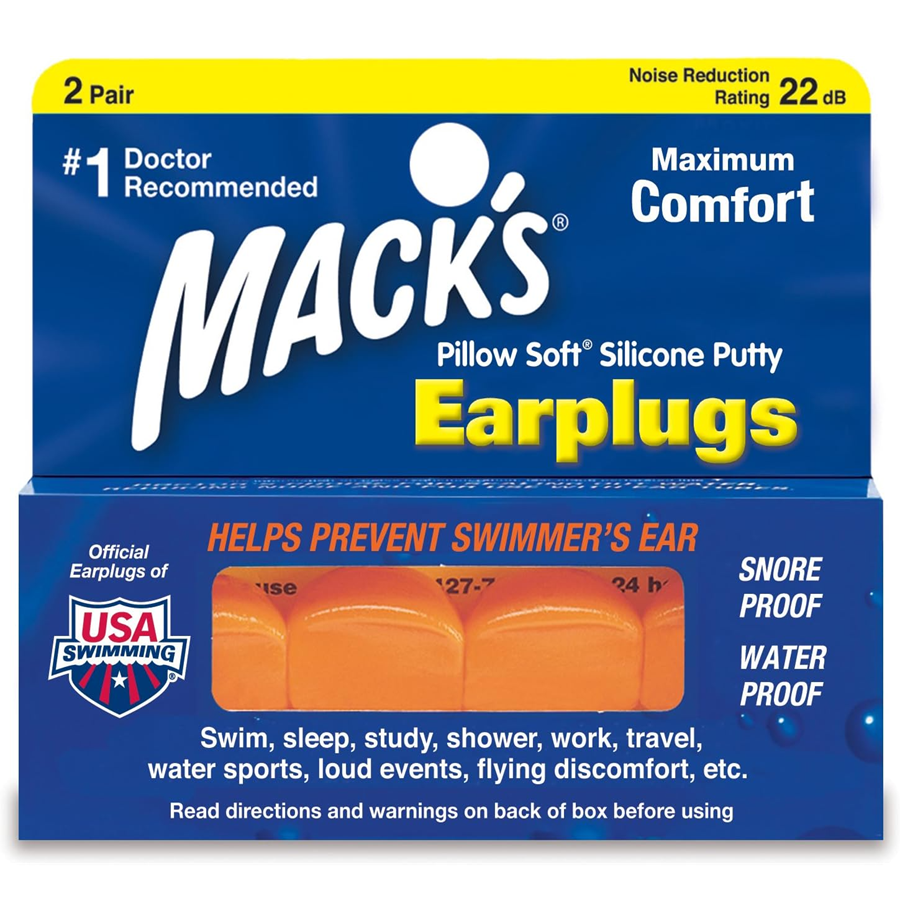 Mack's Pillow Soft Ear Plugs, Hot Orange - 2 Pair Earplugs Pasteur Pharmacy