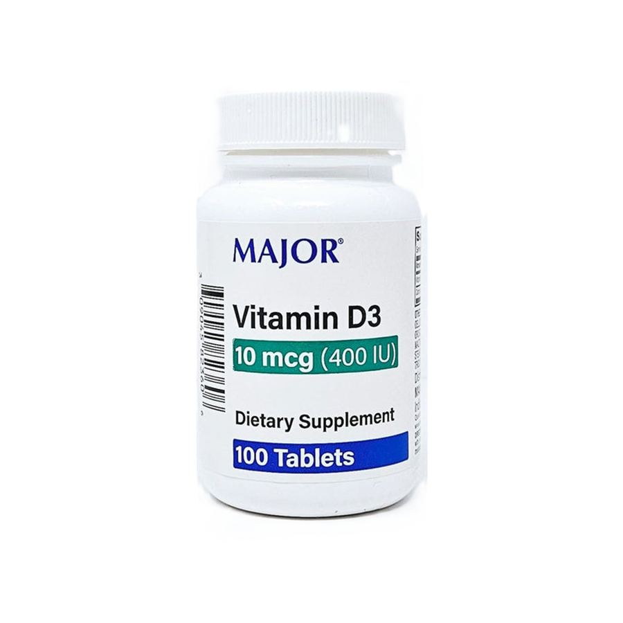 Major 10 Mcg Vitamin D3 100 Tablets Vitamins & Supplements Pasteur Pharmacy