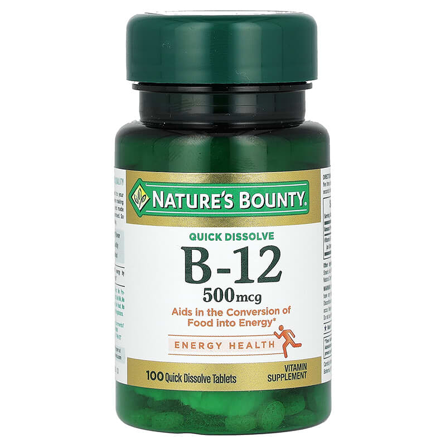 Nature's Bounty Vitamine B-12, cerise naturelle, 500 mcg, 100 comprimés à dissolution rapide
