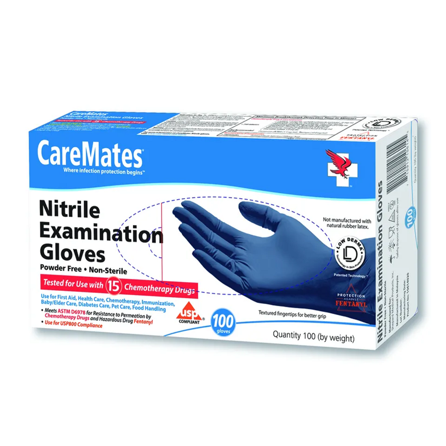 CareMates Nitrile Powder Free Examination Gloves, Medium Disposable Gloves Pasteur Pharmacy