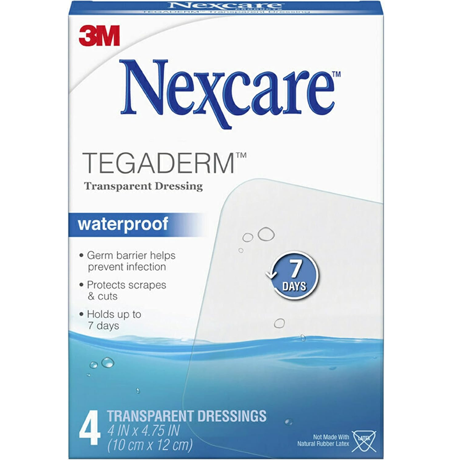 3M™ Nexcare™ Tegaderm™ Transparent Waterproof Dressing, 4" x 4-3/4", 4-Pack