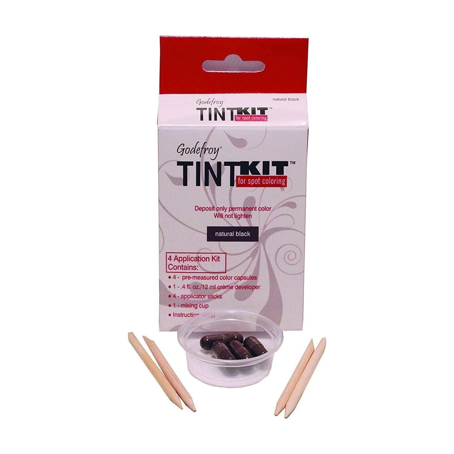 Godefroy Tint Kit Natural Black - 4 Application Kit Hair Color Kit Pasteur Pharmacy