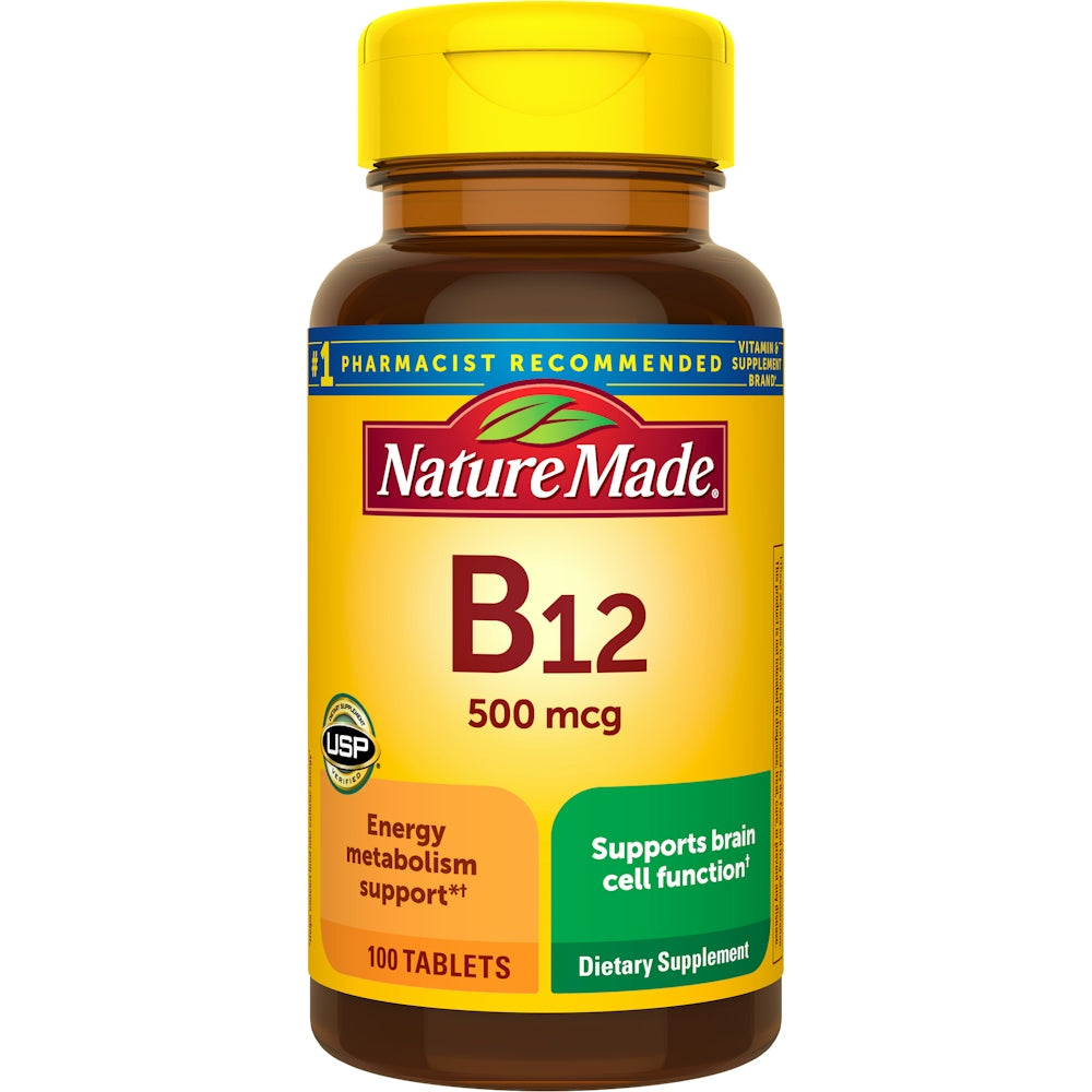 Nature Made® Vitamin B12 500 mcg – Energy Metabolism Support (100-200 Tablets) Vitamins & Supplements Pasteur Pharmacy