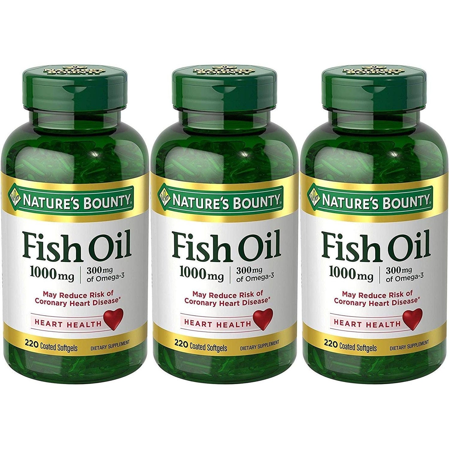 Nature's Bounty Fish Oil, Dietary Supplement, Omega-3, Supports Heart Health, 1000 Mg, 220 Coated Softgels Vitamins & Supplements Pasteur Pharmacy