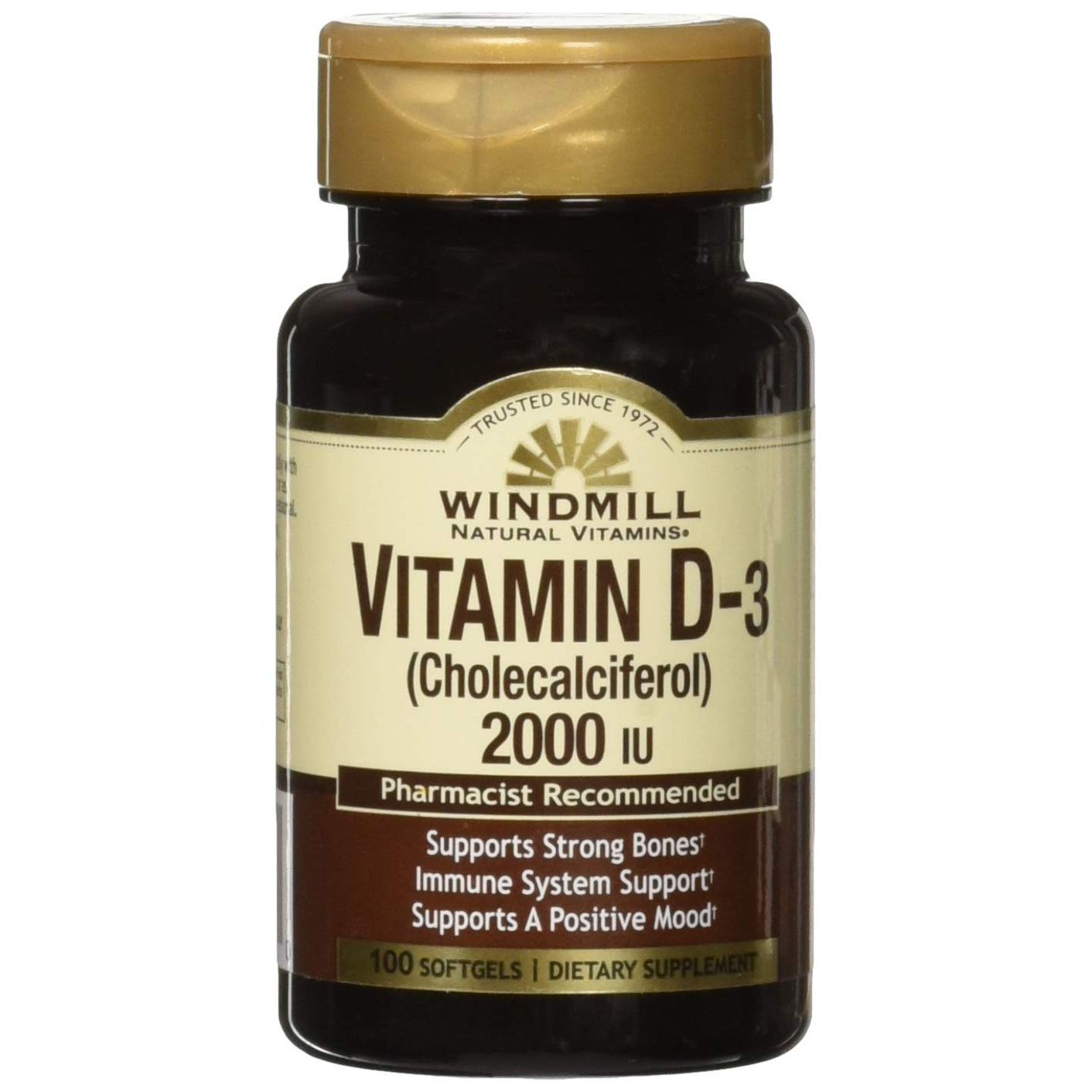 Windmill Vitamin D3 2000U Softgels Sugar Free 100 Ct Gelcap Vitamins & Supplements Pasteur Pharmacy
