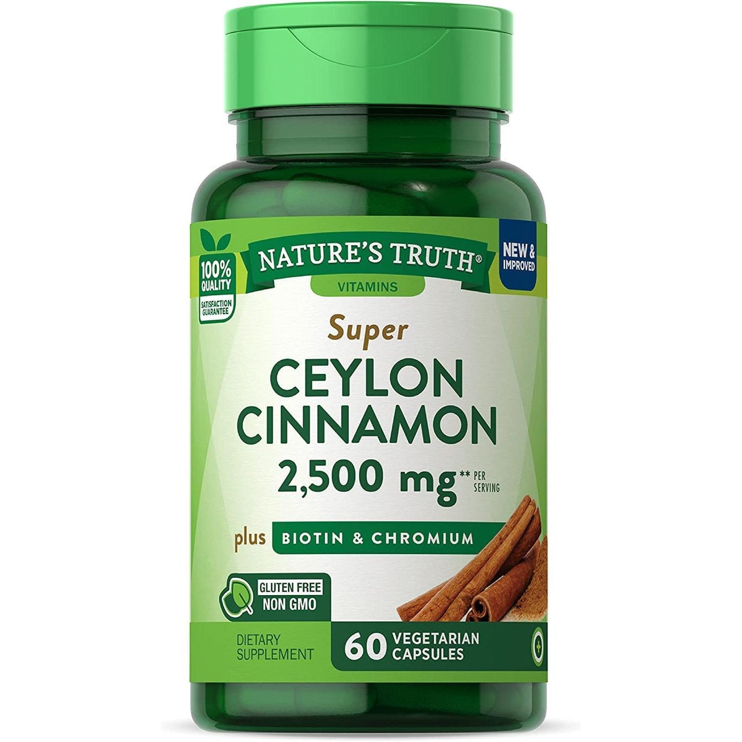 Nature's Truth Super Ceylon Cinnamon 2,500mg Plus Biotin & Chromium Vegetarian Capsules 60ct Vitamins & Supplements Pasteur Pharmacy