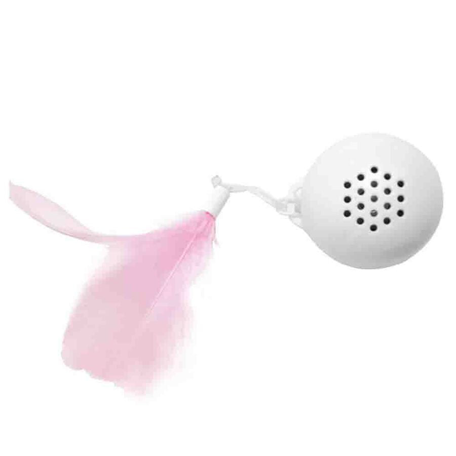 Jouet interactif pour chat M-Pets Swing Ball avec son et plume, blanc