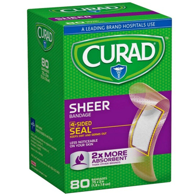Curad Sheer Adhesive Bandages, Clear 80 Ct Medical Tape & Bandages Pasteur Pharmacy