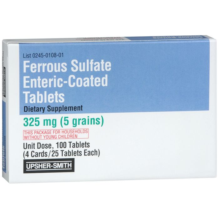 Upsher-Smith Ferrous Sulfate, Enteric Coated Tablets, 325mg - 100 Tablets Vitamins & Supplements Pasteur Pharmacy
