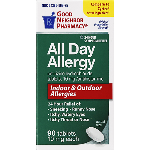 Good Neighbor Pharmacy Gnp Allergy 10mg comprimés de cétirizine, boîte de 90