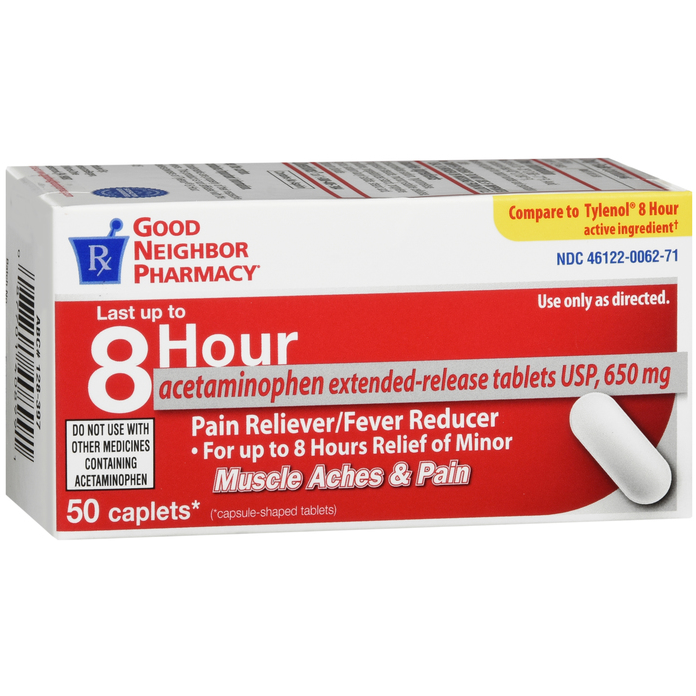GNP Acetaminophen 650 Mg 8 Hour ER Pitch Counters Pasteur Pharmacy
