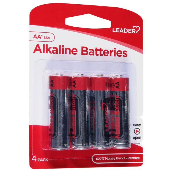 Leader AA Alkaline Batteries, 1.5V Long-Lasting Power, 4 Count Pack Batteries Pasteur Pharmacy