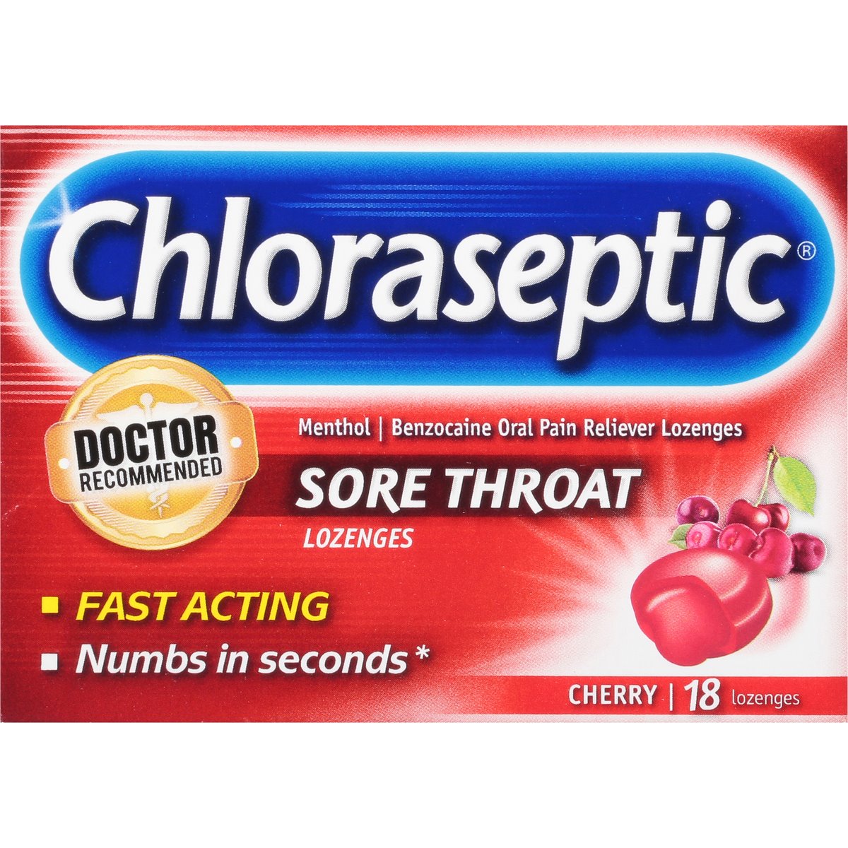 Chloraseptic Cherry Sore Throat Lozenges 18 Ea Box Health & Beauty Pasteur Pharmacy