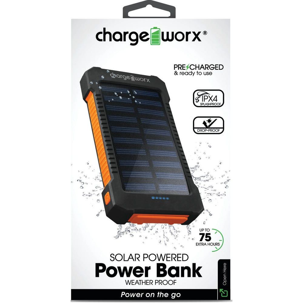 Chargeworx Power Bank 10K Solar, Black Power Adapters & Chargers Pasteur Pharmacy