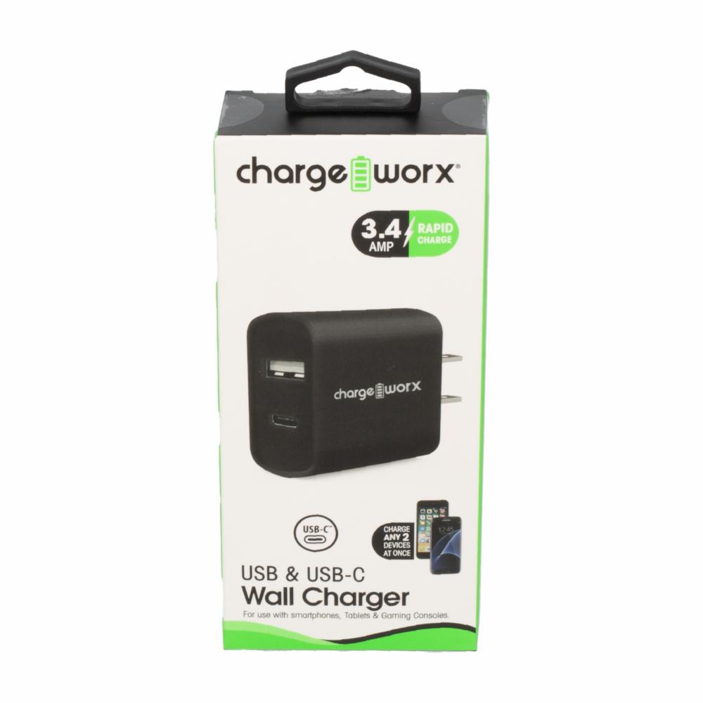 ChargeWorx Dual Wall Chg Blk Electronics Pasteur Pharmacy