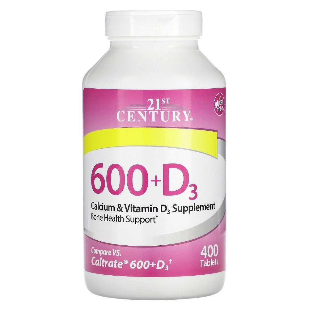 21st Century 600+D3, Calcium & Vitamin D3 Supplement, 400 Tablets Vitamins & Supplements Pasteur Pharmacy