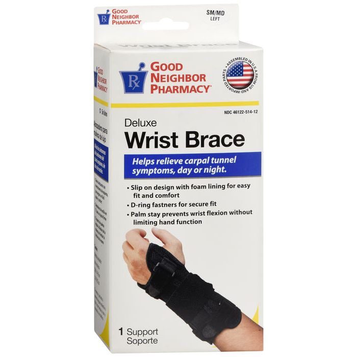 Good Neighbor Pharmacy GNP Wrist Brace Deluxe Stabilizer Left Black S/M