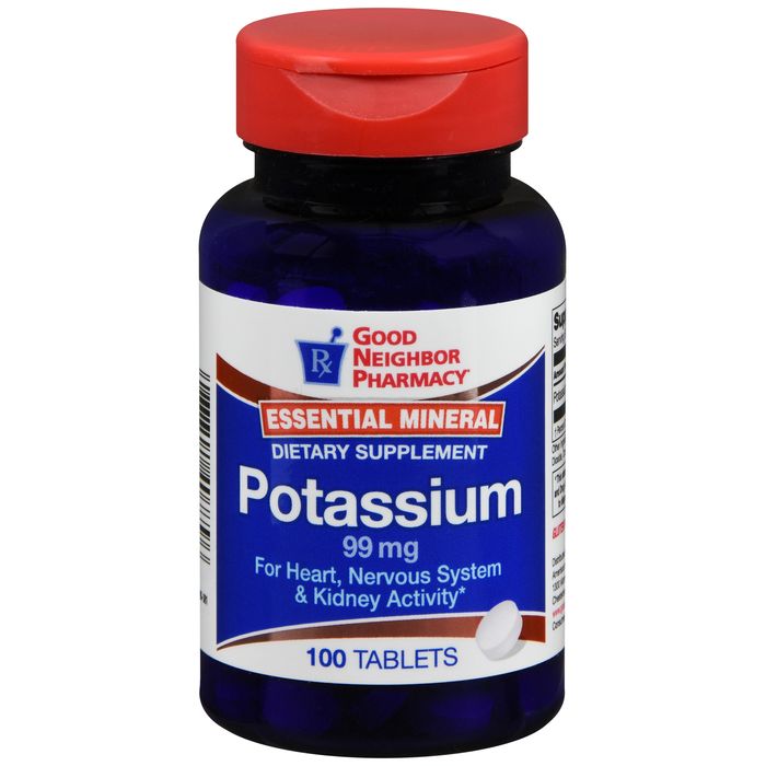 Good Neighbor Pharmacy Potassium 99mg Tablets 100ct Folder Tabs Pasteur Pharmacy
