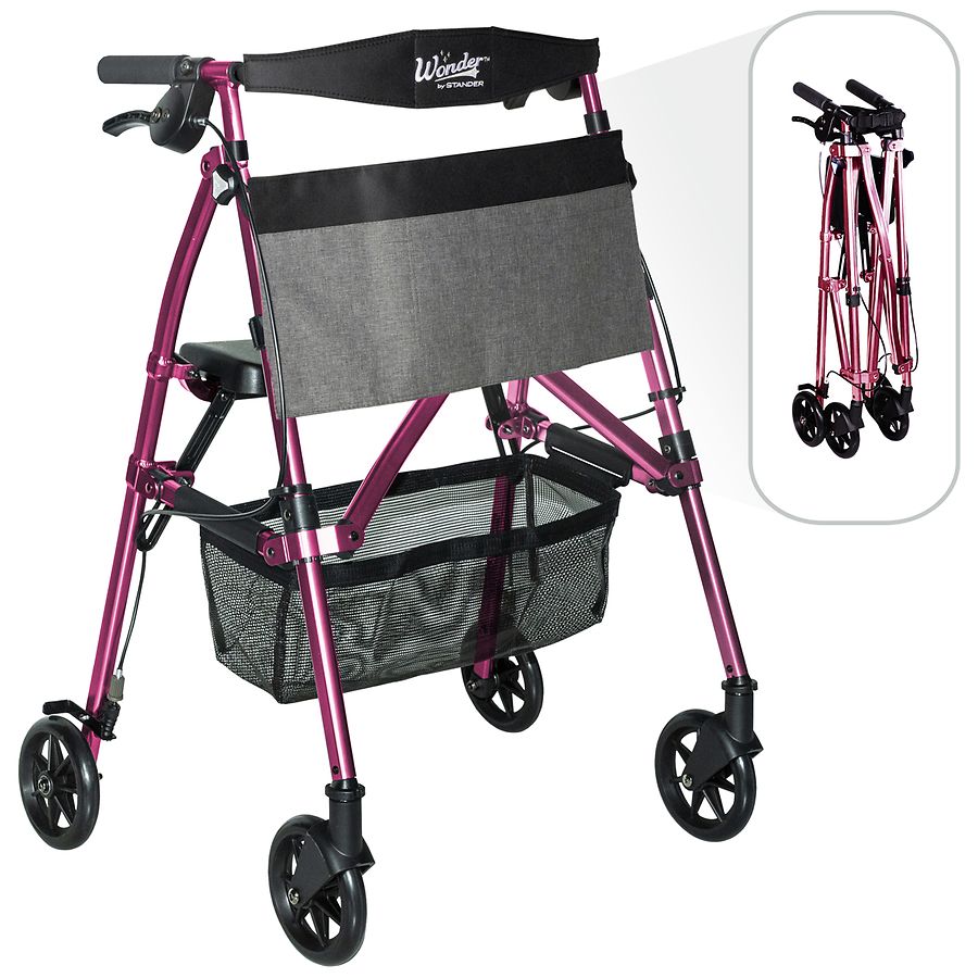 Stander EZ Fold-N-Go Rollator - Regal Rose Walkers Pasteur Pharmacy