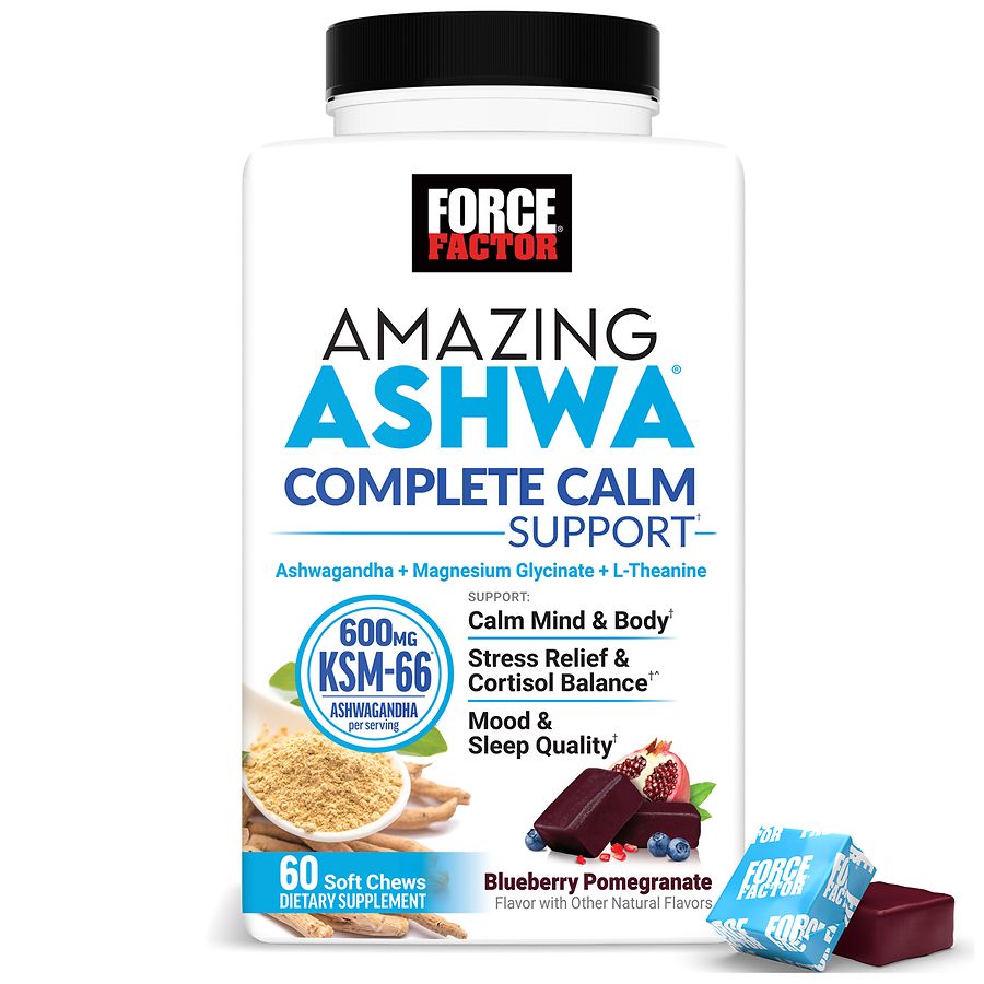 Force Factor Amazing Ashwa Advanced Soft Chews Blueberry Pomegranate Pomegranates Pasteur Pharmacy