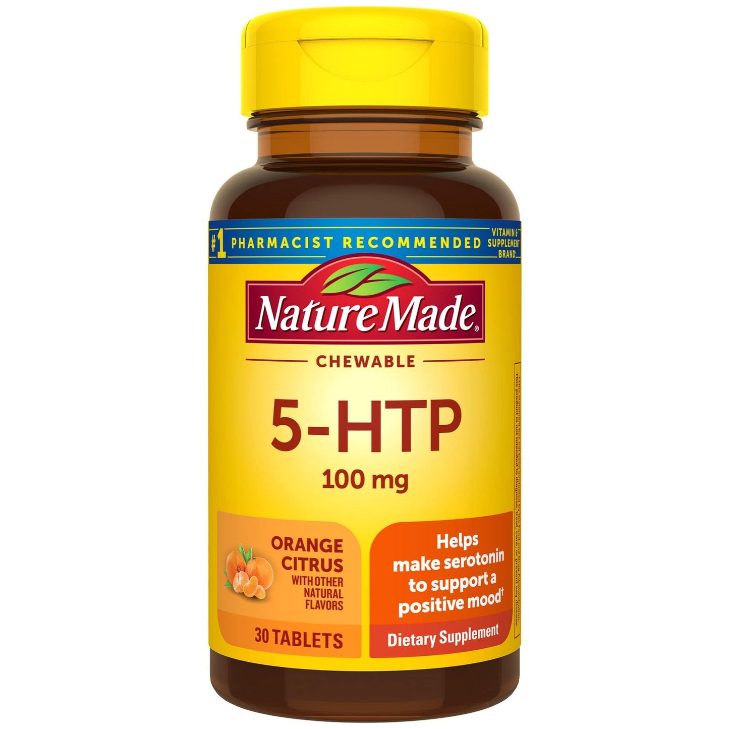 Nature Made 5 Htp, 100 Mg, Chewable, Tablets, Orange Citrus Vitamins & Supplements Pasteur Pharmacy