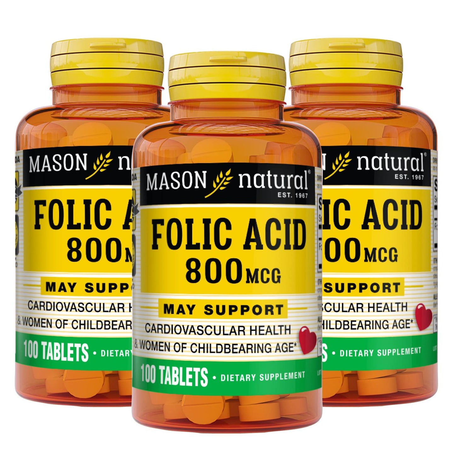 Mason Natural Folic Acid, 800 Mcg, Tablets Vitamins & Supplements Pasteur Pharmacy