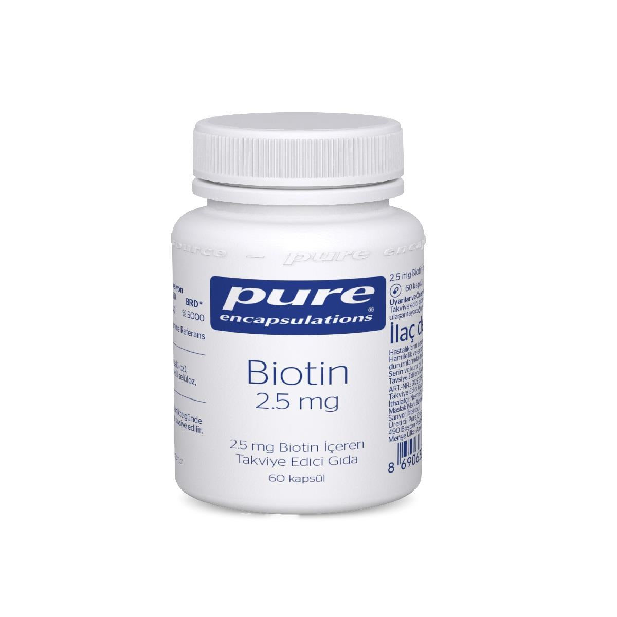 Complément alimentaire de biotine pure pour les cheveux et les ongles, 60 gélules