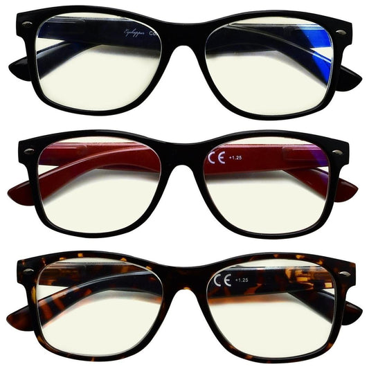 3 Pack Classic Blue Light Filter Reading Glasses UV109 Eyeglasses Pasteur Pharmacy