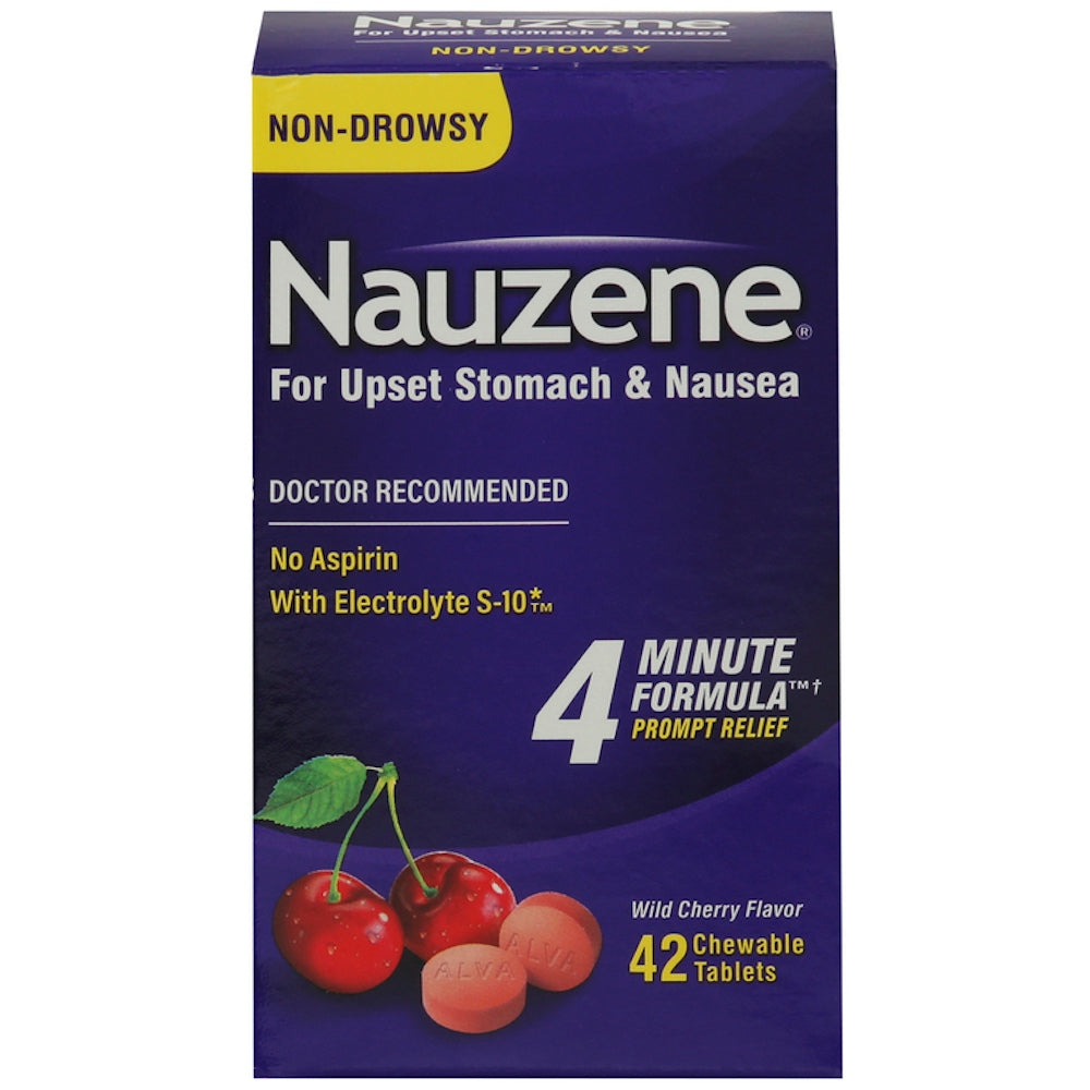 Nauzene Wild Cherry Flavor Non-Drowsy For Upset Stomach & Nausea Chewable Tablets Health & Beauty Pasteur Pharmacy