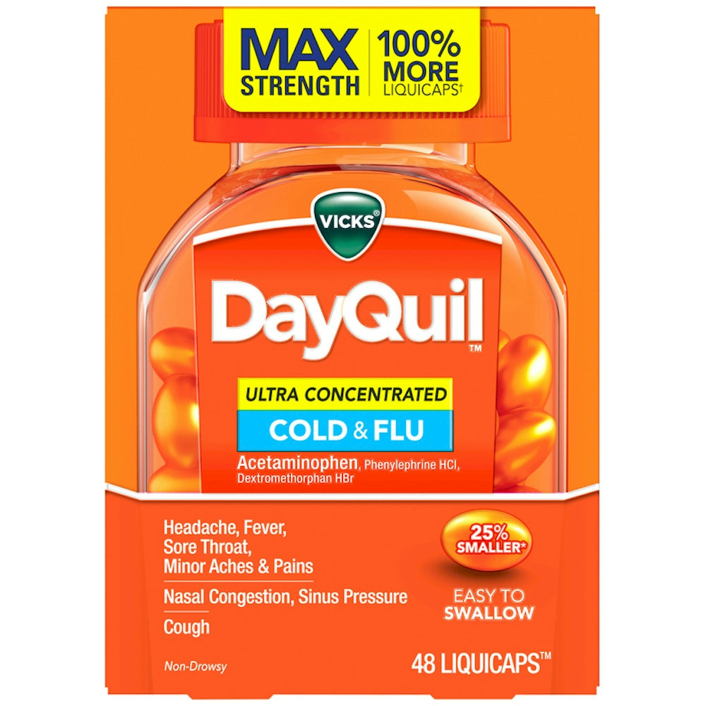 Medicamento para resfriado y gripe Vicks DayQuil, cápsulas líquidas ultraconcentradas, 48 unidades