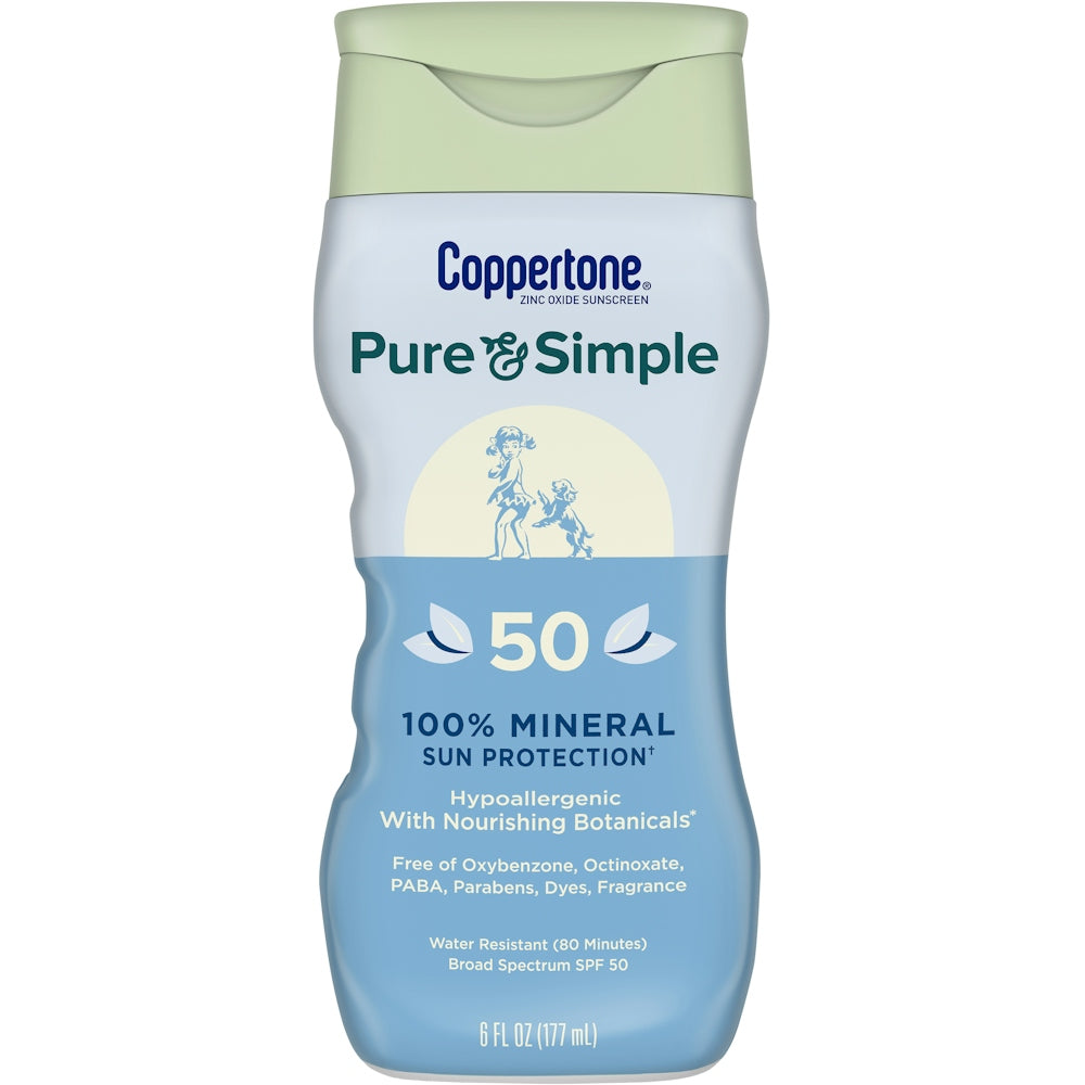 Coppertone Pure & Simple Mineral Sunscreen Lotion With Zinc Oxide - SPF 50 - 6 Fl Oz Sunscreen Pasteur Pharmacy