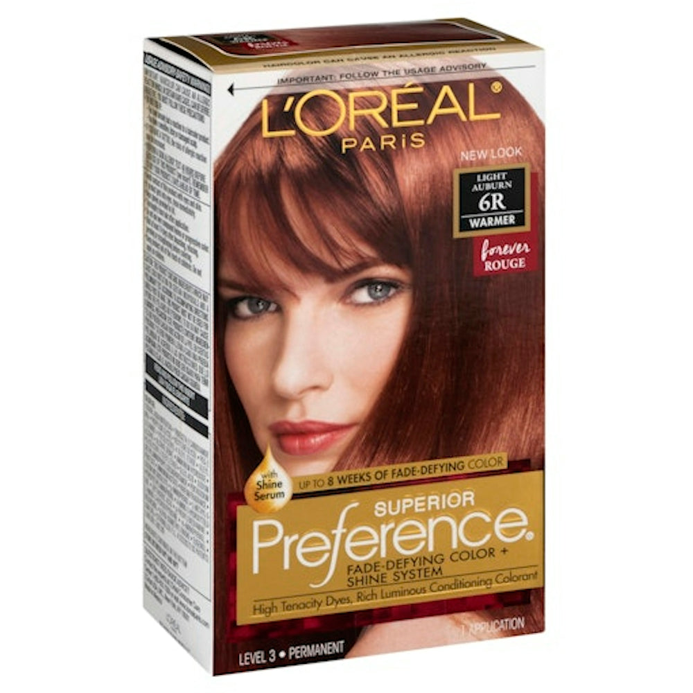 L'Oreal Superior Preference Permanent Hair Color, Warmer, Light Auburn 6R Hair Color Pasteur Pharmacy