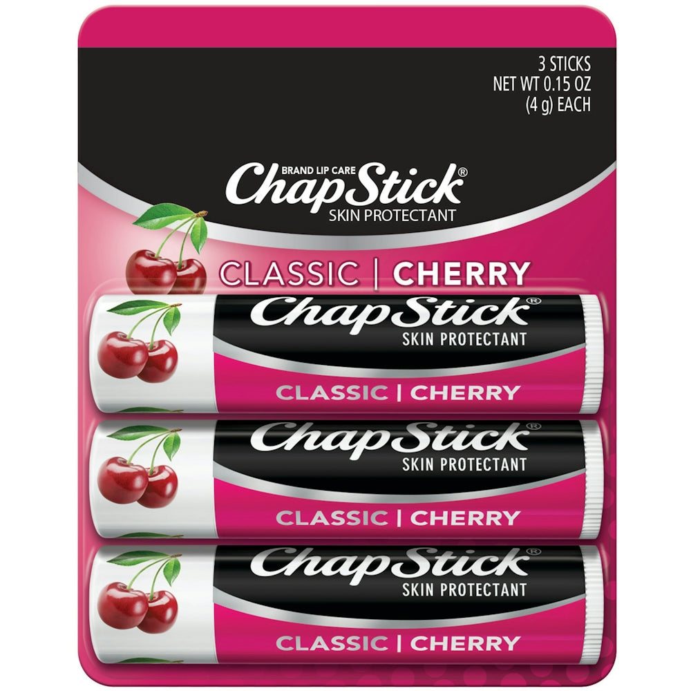 ChapStick Classic Cherry Skin Protectant 3- 0.15 Oz Sticks