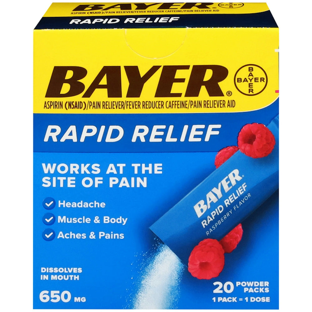 Bayer Rapid Relief (Raspberry Flavor - 650 mg Powder Packs) Health & Beauty Pasteur Pharmacy